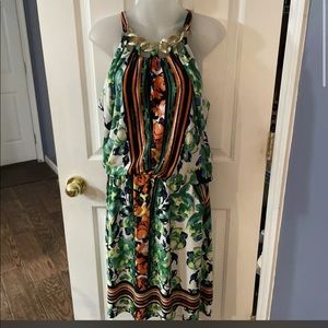 CB ESTABLISHED 1962 Sleeveless Sz 10 Patterned Necklace Dress B1￼ Elastic Waist